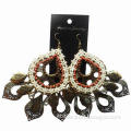 Chandelier Earrings, Elegant Flower Lace and Assorted Charms Decoration